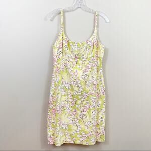 Milly Floral Sleeveless Sheath Line Green/Pink Dress